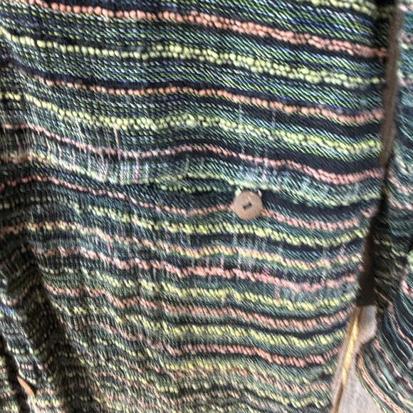 YASUKO KURISAKA Large nubby green peach black JACKET 100% Cotton Lagenlook - Picture 3 of 5